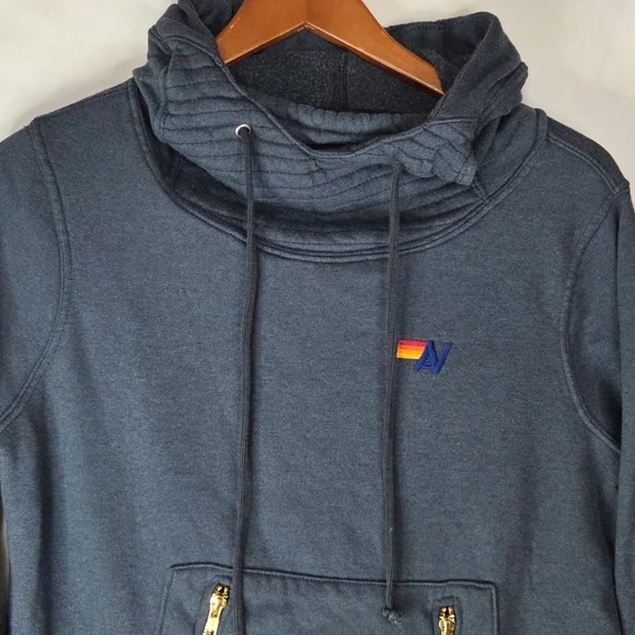 Aviator Nation Navy Blue Ninja Pullover Hoodie Zip Pocket Size X-Small - Picture 1 of 13